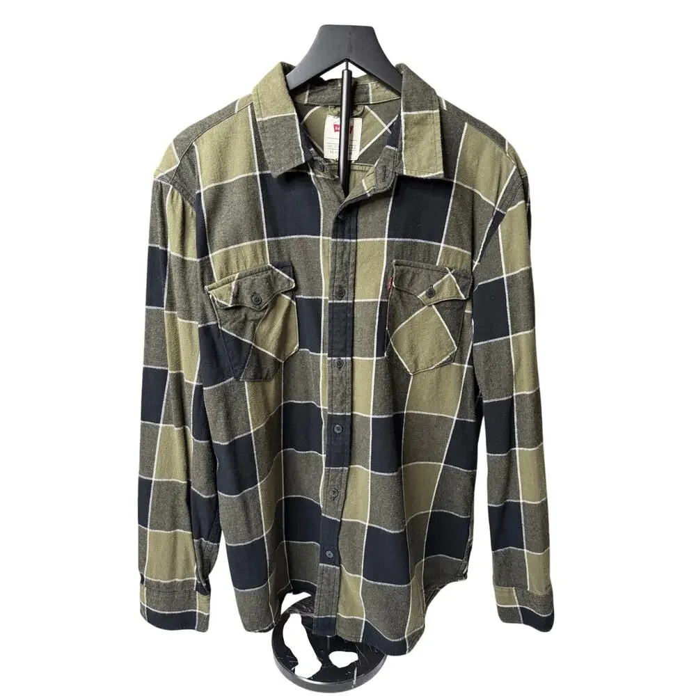 Levi’s Green Black Plaid Flannel L 90s Grunge Workwear